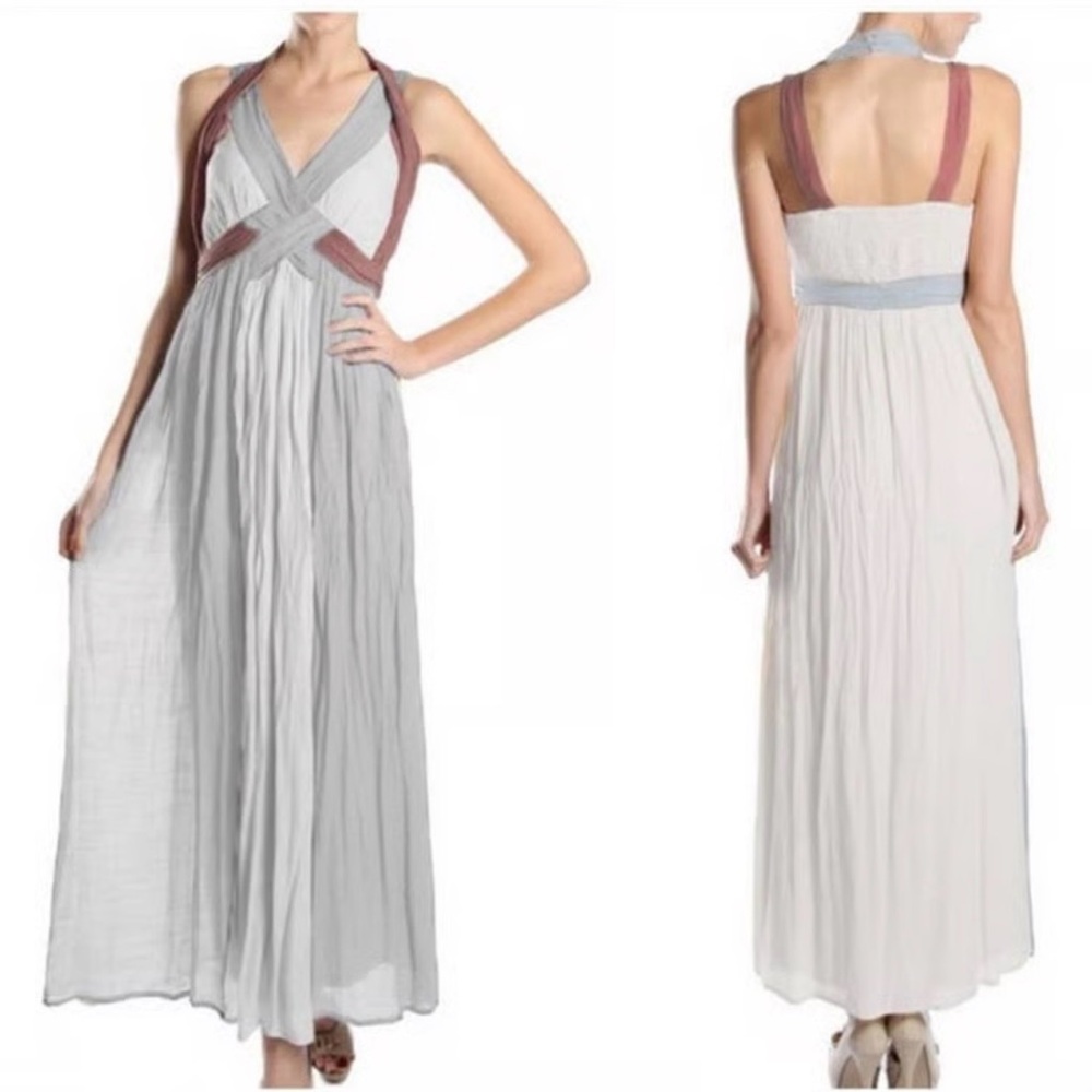 NWT Ryu Large Blue and Cream Dress